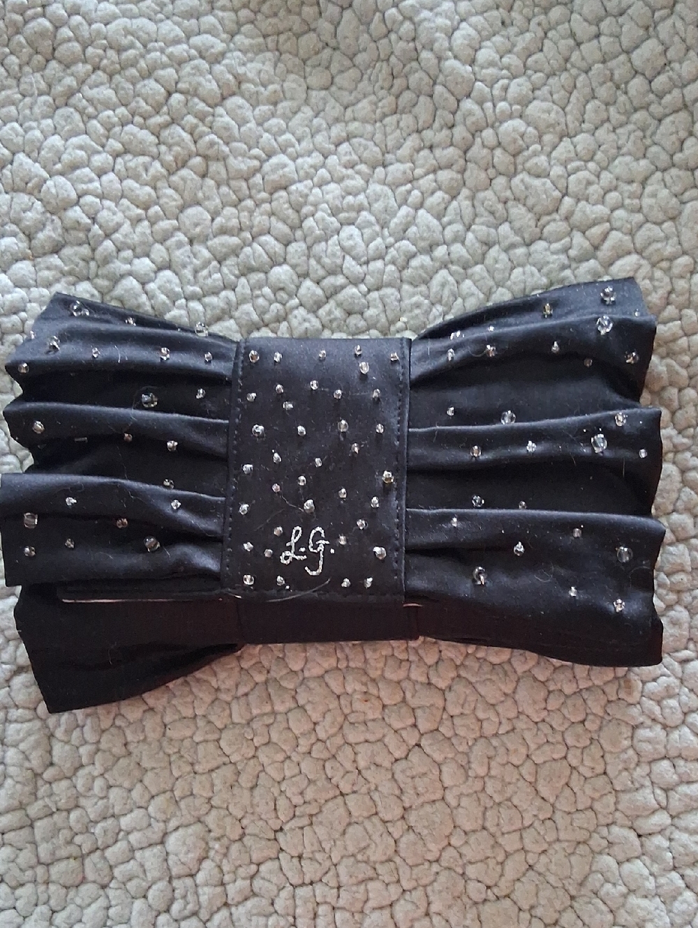 Lulu Guinness Black Bow Clutch with Crystal Studs